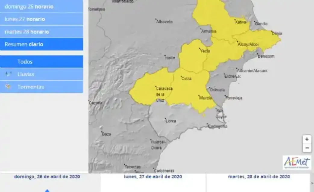 Se esperan tormentas en el Noroeste de la Región para este martes