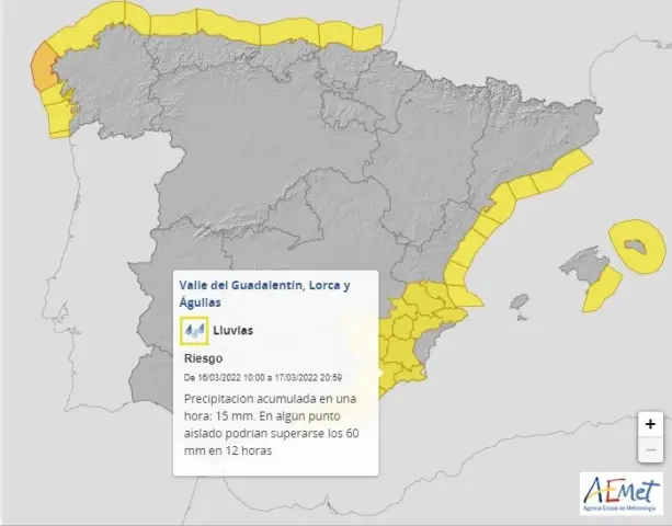 Lorca en alerta amarillo por lluvias