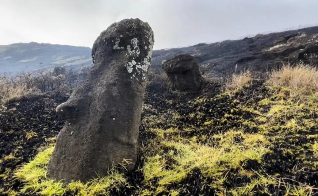 Mira lo que hizo incendio en monumento histórico de la Isla de Pascua