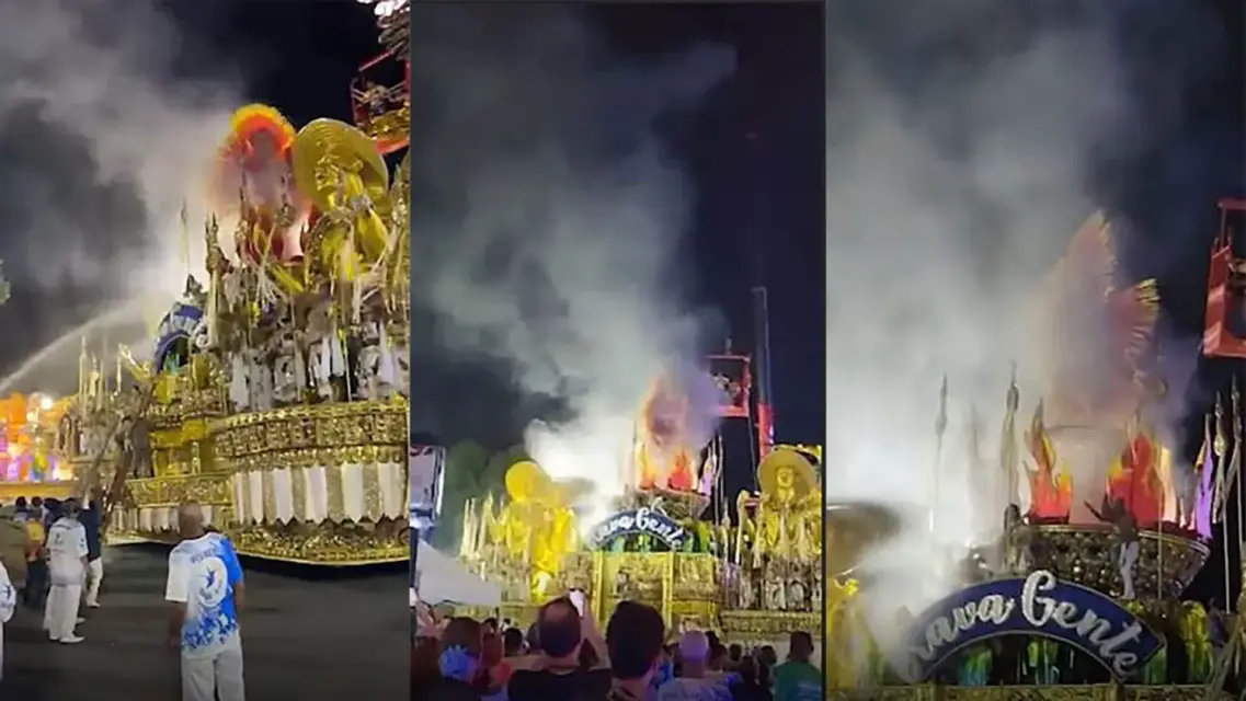¡Terror! Se incendia parte de carroza de apertura del Desfile de Carnaval de Río