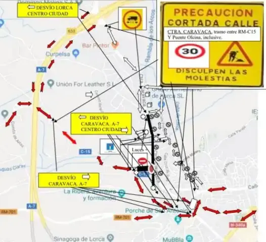 Por proceso de asfaltado se cortará el tráfico en la intersección entre la carretera Vieja del Pantano y la de Caravaca