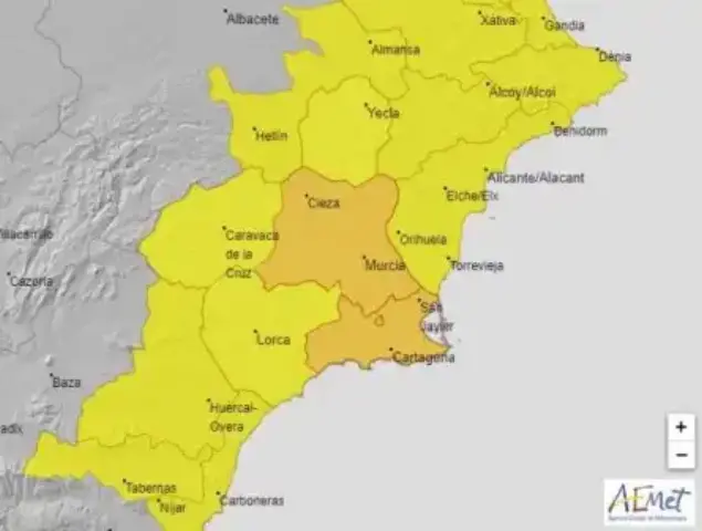 Aemet prevé cielos despejados para este jueves y viernes en la Región de Murcia