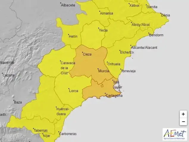 Cielos despejados y altas temperaturas se registrarán en Murcia y Alicante