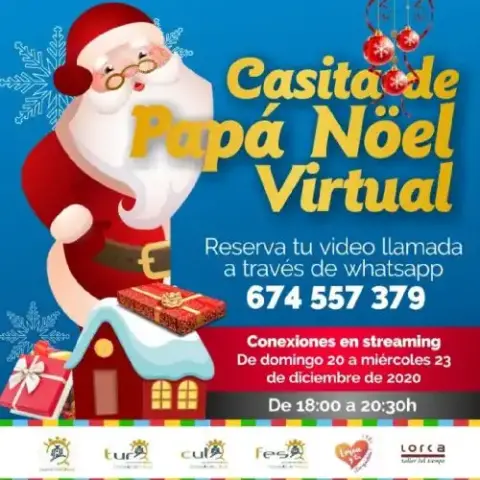 Ayuntamiento de Lorca crea la Casita de Papá Noel Virtual vía Whatsaap para todos los niños y niñas