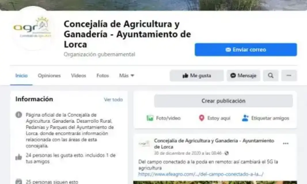 La Concejalía de Agricultura y Ganadería Lorca amplía sus canales de información con una nueva página en la red social Facebook