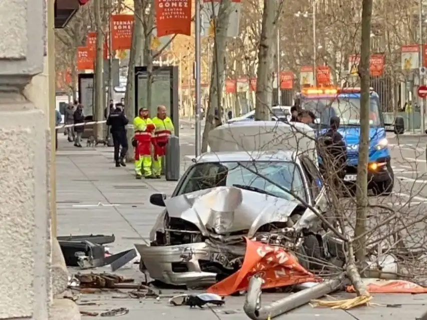 Espectacular persecución policial en pleno centro de Madrid deja siete heridos