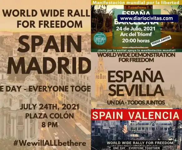 Protestas anti restricciones y "por la libertad" en varias ciudades españolas para hoy